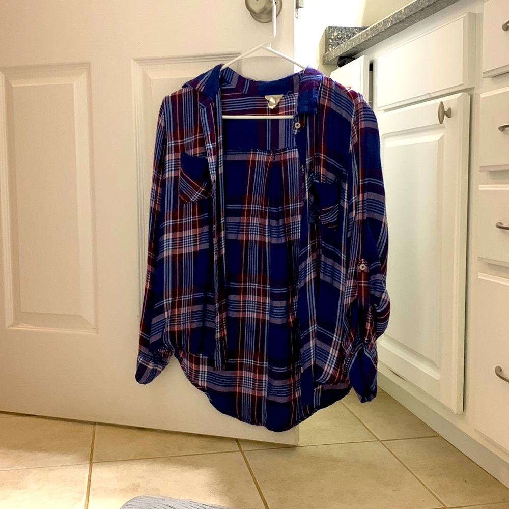 Red and blue plaid aerie shirt